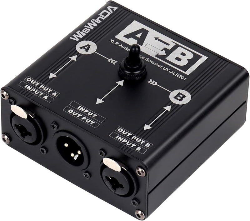 WisWinDa Pro XLR TS/TRS Passive A/B Switch Box Passive Full-Duplex Operation Design Balanced Stereo Audio Switcher No Loss Switching Aluminum Shell(XLR A/B Swtich Box (M-2F)) - Image 1